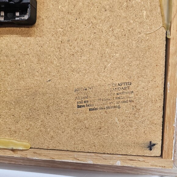 Navajo Sand Art painting Clock hand crafted w/ turquoise stones framed glass - Picture 3 of 15